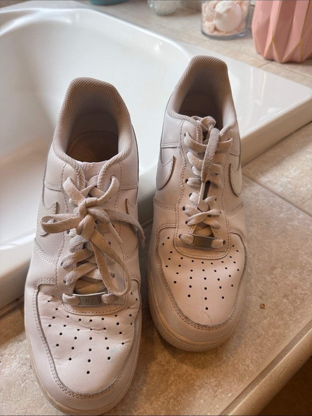 Nike Men White Sneakers with Light Tan Accents